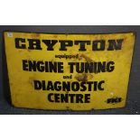 1970's enameled metal garage sign 'Crypton Equipped Engine Tuning and Diagnostic Centre, FKI'. (B.P.