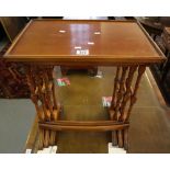 Reproduction yew wood nest of three rectangular tables. (B.P. 24% incl.