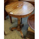 Unusual Victorian style mahogany circular tripod table having curved and shaped legs. (B.P.