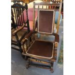Early 20th Century oak American spring rocking armchair. (B.P. 24% incl.