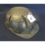 Early 20th Century leather miner's helmet with metal stud work. (B.P. 24% incl.