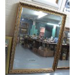 Large modern bevel plate gilt frame mirror with moulded foliate and beaded decoration. (B.P.