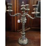 Heavy quality, silver plated three-branch candelabrum with egg and dart sconces,