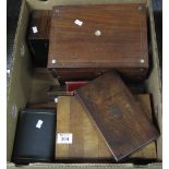 Box of assorted boxes: 19th century jewellery boxes etc. (B.P. 24% incl.