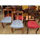 A collection of eight 19th Century and later dining chairs, bedroom chair, bar back chair,