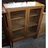 Mid 20th Century oak two door glazed bookcase or display cabinet. (B.P. 24% incl.