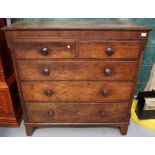 19th Century oak straight front chest of two short and three long drawers on bracket feet. (B.P.