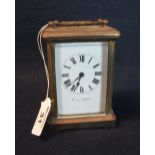 Brass carriage clock by Mackay Chisholm of Edinburgh, with key. (B.P. 24% incl.
