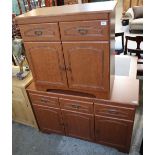 Modern oak finish sideboard, together with a modern three drawers sideboard and matching cabinet.