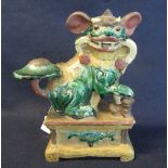 A Sancai style polychrome decorated female Fo dog with pup incense holder, probably Chinese. (B.P.