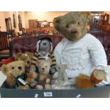 Collection of teddy bears to include Merrythought Hermann, Roland Rat,
