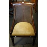Early 20th Century cane back and upholstered bedroom chair. (B.P. 24% incl.