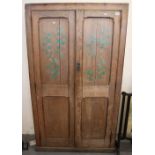 Early 20th Century pitch pine two door blind panelled cupboard. (B.P. 24% incl.