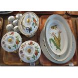 Two trays of Royal Worcester Evesham oven to tableware items to include; casserole dishes,