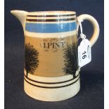 19th Century Mocha ware one pint seaweed design spouted jug. (B.P. 24% incl.
