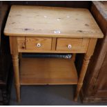 Modern pine two drawer side table with under tier. (B.P. 24% incl.