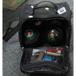 Emsmorn bag containing Thomas Taylor Scottish Lawn bowls. (B.P. 24% incl.