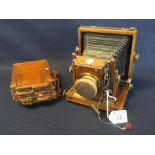 Vintage mahogany and brass camera by Thornton Pickard with bellows and slides. (B.P. 24% incl.