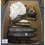 Box of assorted inert shells, spent cartridge cases etc. (B.P. 24% incl.