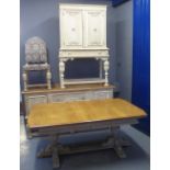 20TH CENTURY LIMED OAK DINING SUITE comprising;