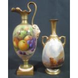 ROYAL WORCESTER PORCELAIN VASE of ovoid two handled form,