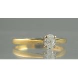 AN OVAL DIAMOND SOLITAIRE RING set in 18