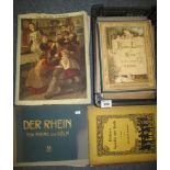 Box of assorted ephemera to include; commemorative wedding brochures, German architecture books,