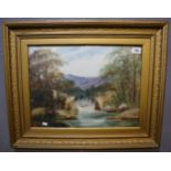 Late 19th/early 20th Century British school, study of a bridge with flowing river,