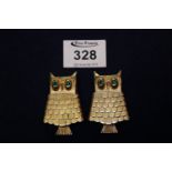 Pair of Avon gilt novelty brooches in the form of owls. (B.P. 24% incl.