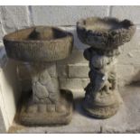 Two modern composite bird baths, one with cherub pedestal. (B.P. 24% incl.