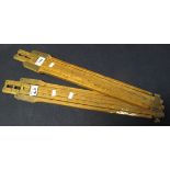 Pair of vintage wooden and brass mounted folding tripod legs. (2) (B.P. 24% incl.