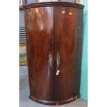 19th Century mahogany cylinder two door blind panelled hanging corner cupboard. (B.P. 24% incl.