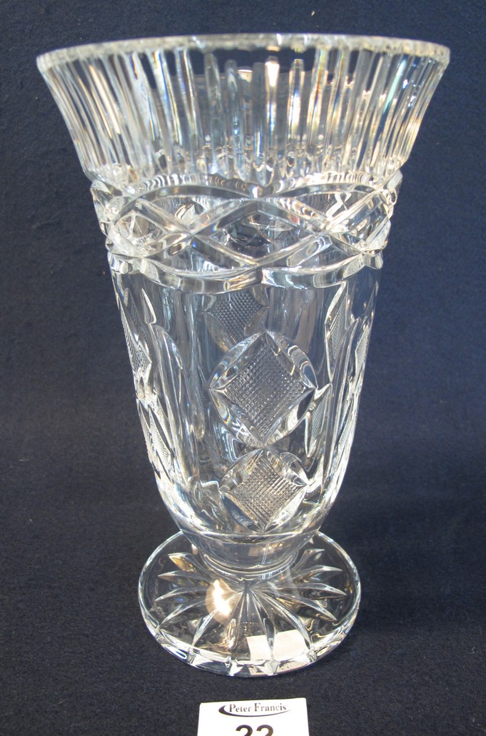 Waterford crystal pedestal celery type vase, with star cut base. (B.P. 24% incl.