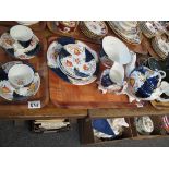 Two trays of 19th Century Gaudy Welsh tulip design teaware. (2) (B.P. 24% incl.