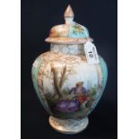 German porcelain Dresden baluster vase and cover,