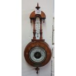 Early 20th Century walnut inlaid presentation barometer dated: 1914. (B.P. 24% incl.