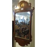 18th Century style simulated walnut fret cut pier glass with gilded shell moulding and framing to