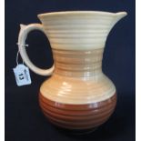 Shelley Art Deco design, ribbed, single handled jug in browns and creams,