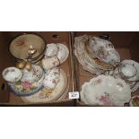 Two boxes of various china to include; various floral teaware,