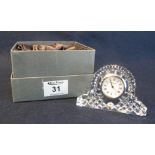 Waterford crystal quartz miniature analogue mantel clock in original box. (B.P. 24% incl.