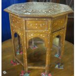 Middle Eastern design hardwood and inlaid octagonal table. (B.P. 24% incl.
