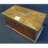 19th Century walnut sarcophagus shaped tea caddy on bun feet. (B.P. 24% incl.