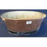 Rustic copper and aluminium two handled planter of oval form. (B.P. 24% incl.