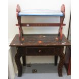Painted pine single drawer side table with floral decoration,