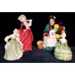 Four Royal Doulton bone china figurines to include; 'Belle' HN2340, 'Fair Maiden' HN2211,