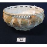 Royal Worcester blush ivory bowl with relief moulded leaf decoration and gilded highlights,
