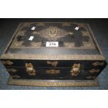19th Century jewellery box or casket having relief mask mounts and butterfly decoration on an