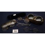 Collection of antique spectacles and cases, including driving glasses. (B.P. 24% incl.