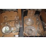 Two boxes of mainly glassware to include; various glass vases,