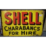Vintage double sided enamelled sign 'Shell charabancs for hire'. (B.P. 24% incl.